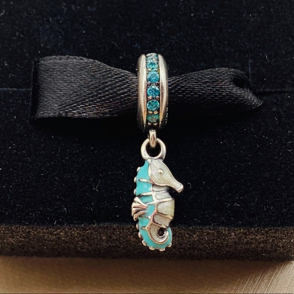 EUC Pandora 791311MCZ Sterling Silver Tropical Seahorse Animal Dangle Charm - Picture 2 of 7
